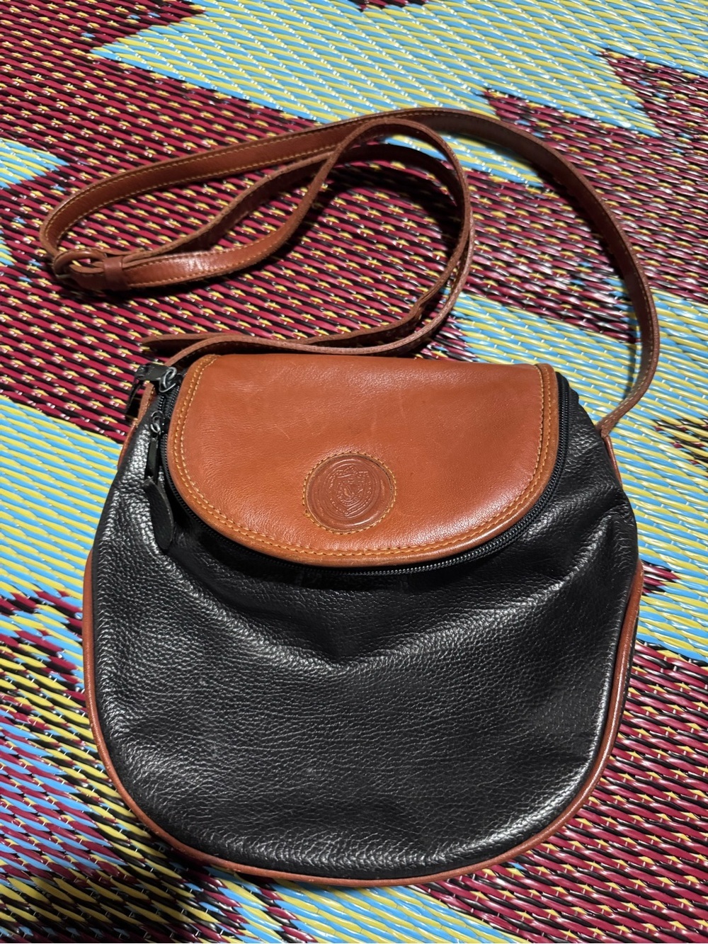 Unisa black with tan crossbody bag